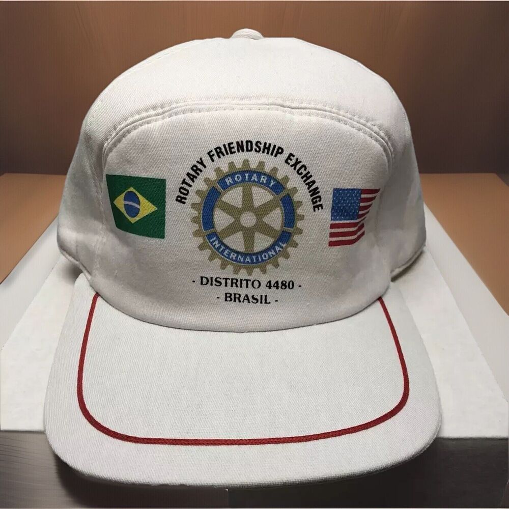 Rotary Intl Friendship Exchange Brazil Distrito 4480 Snapback Hat Cap White Red